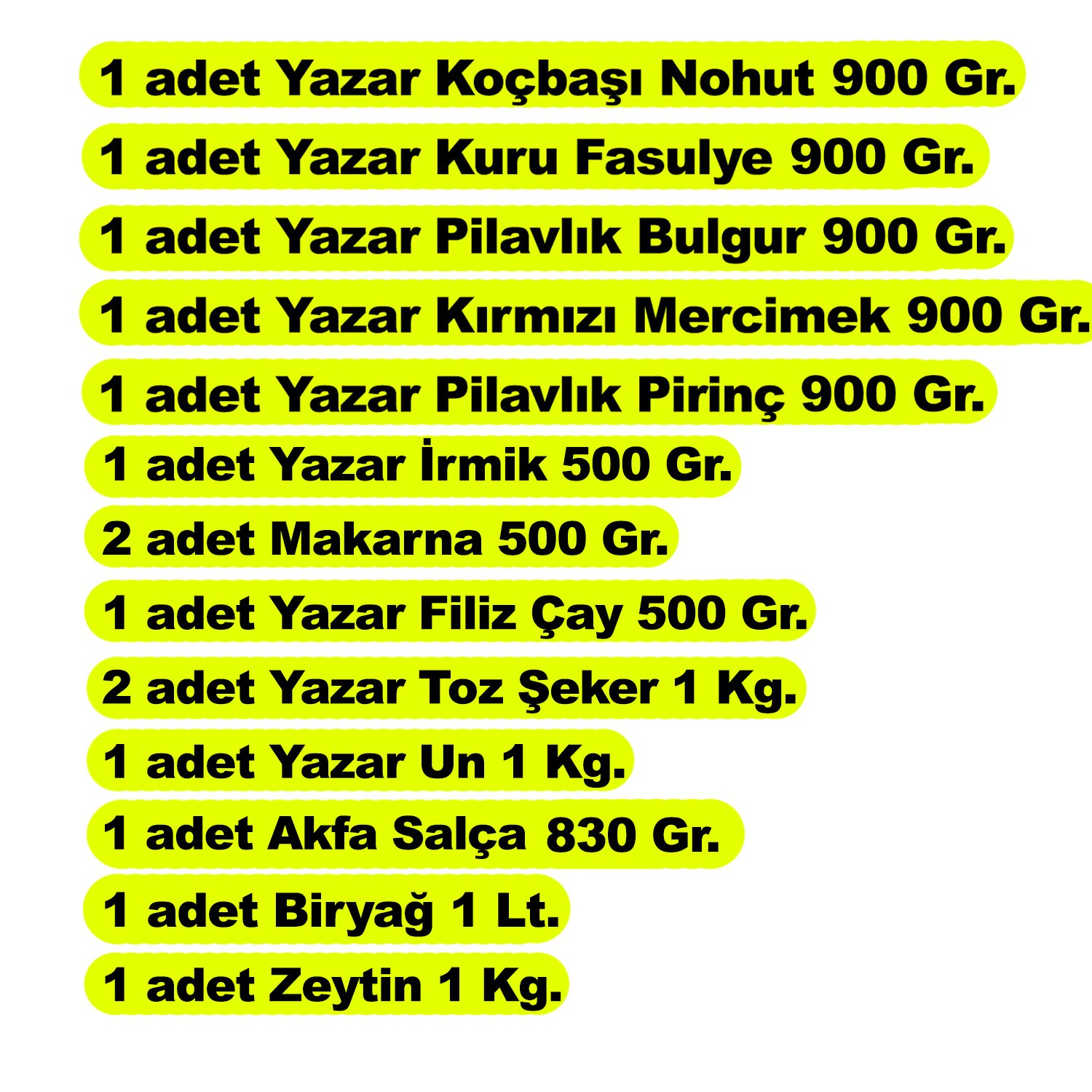 Yazar Ramazan Kumanya Gıda Kolisi Yardım Paketi 13 Parça 12,5 Kg